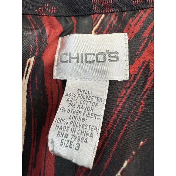 Chico’s Black Red Boho Floral Kimono Jacket Open Front Size 3 (L/XL) Cotton - Picture 6 of 7